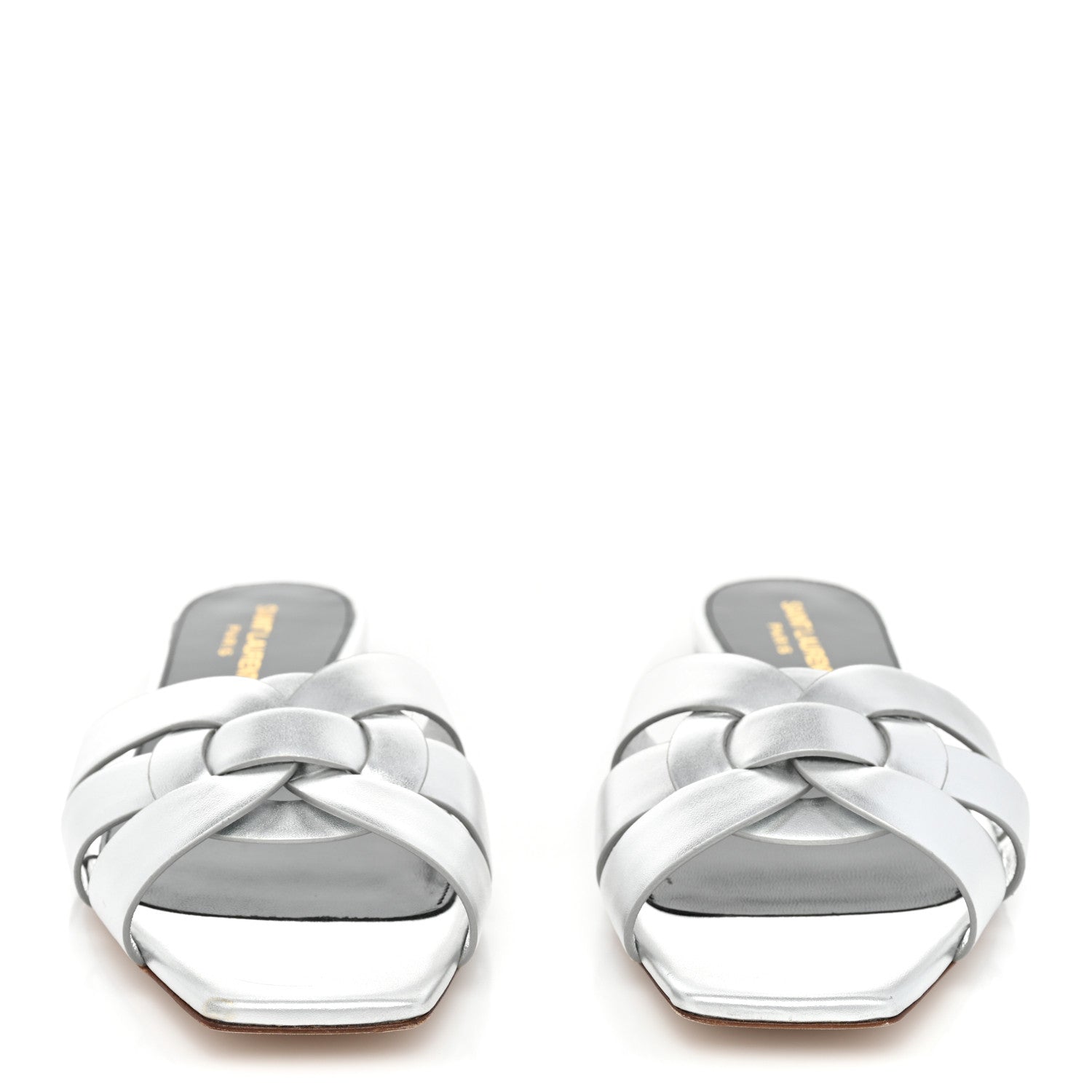 Saint Laurent Metallic Calfskin Nu Pied 05 Slide Sandals 39.5 Silver 2 of 9