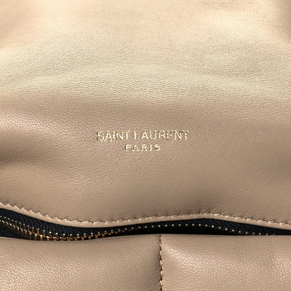 Saint Laurent Lambskin Quilted Medium Loulou Puffer Monogram Chain Satchel Dark Beige 6 of 11