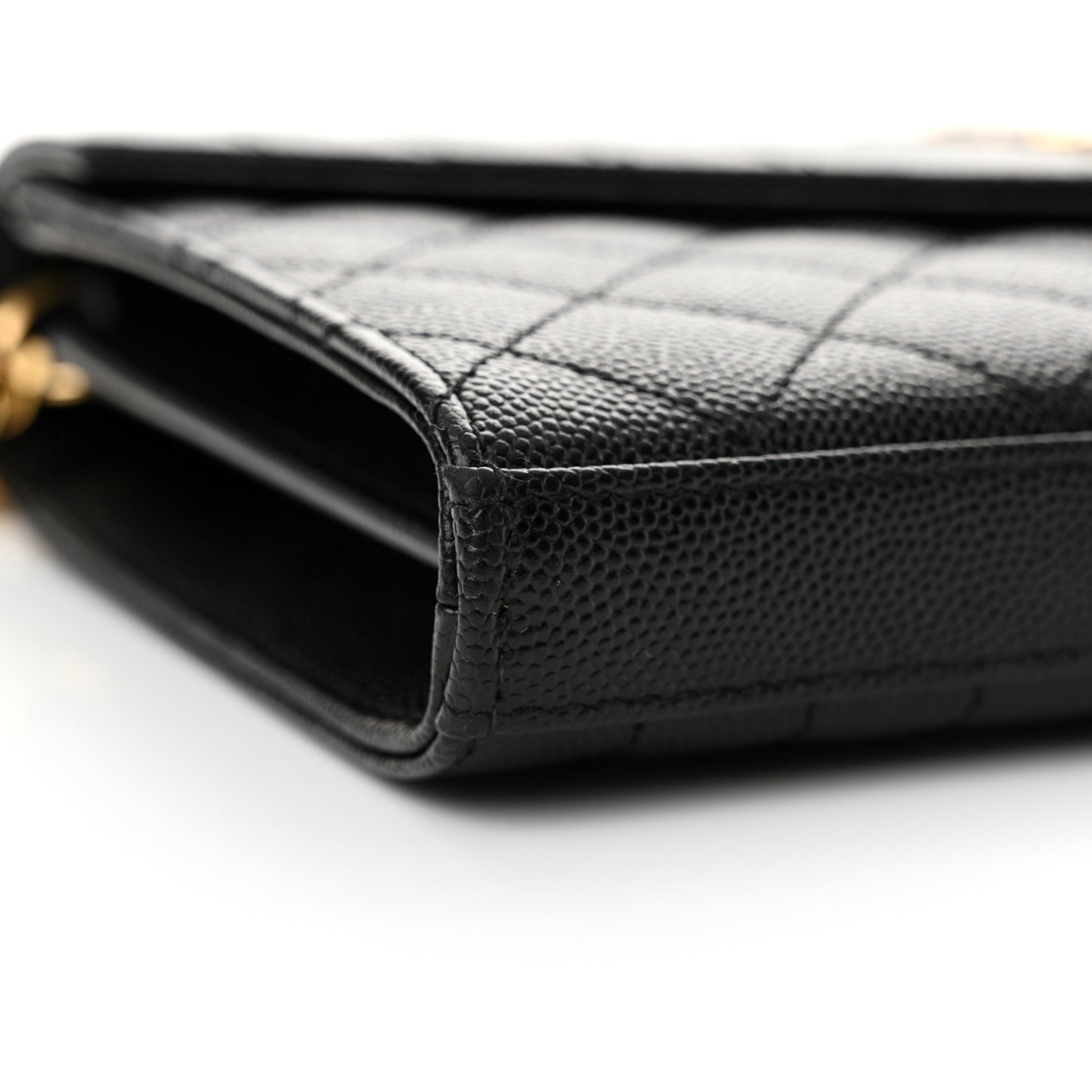 Grain De Poudre Mixed Matelasse Triquilt Monogram Chain Wallet Black