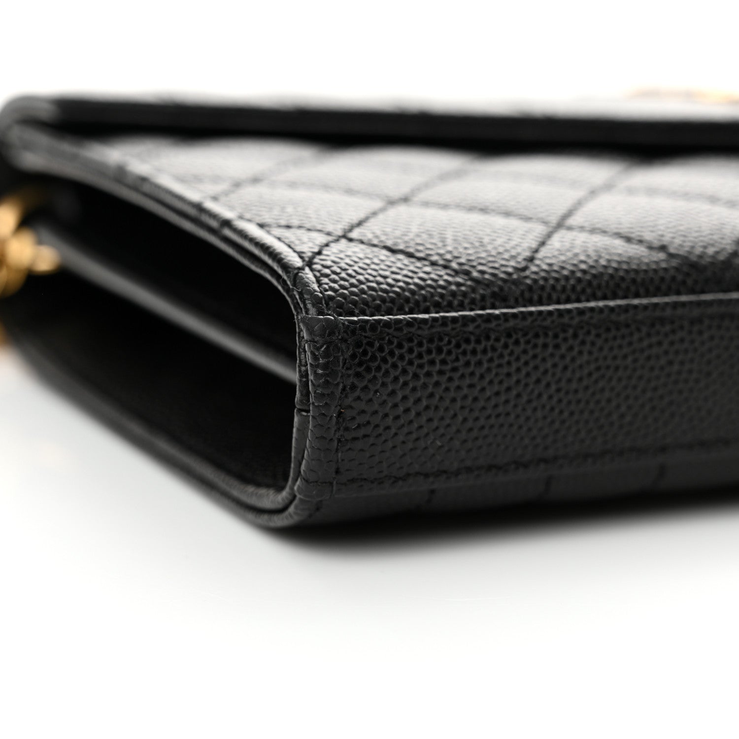 Saint Laurent Grain De Poudre Mixed Matelasse Triquilt Monogram Chain Wallet Black 8 of 12