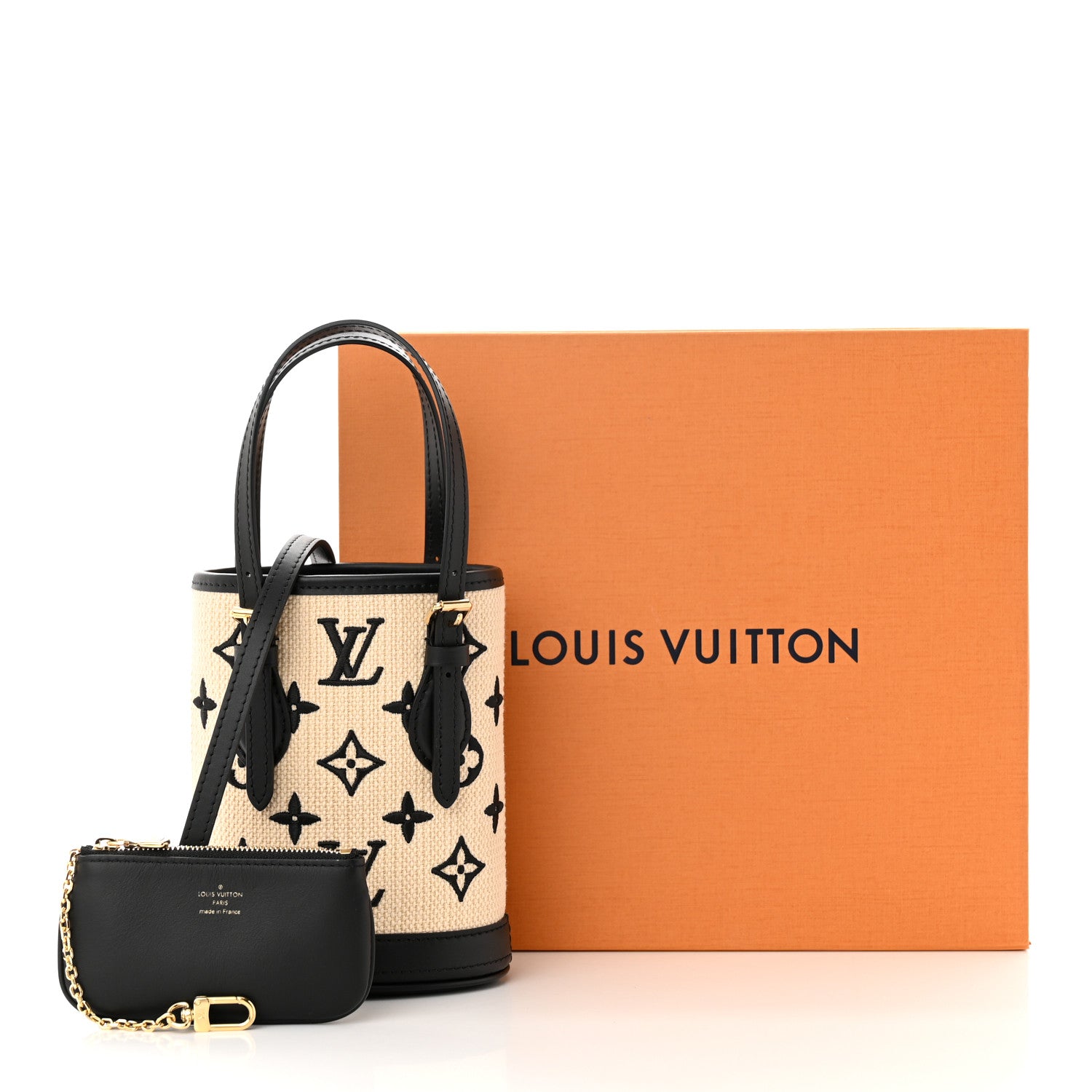 Louis Vuitton Cotton Calfskin Monogram Nano Bucket Bag Black 12 of 12