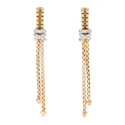 David Yurman 18K Yellow Gold Diamond Helena Box Chain Drop Earrings 1 of 4