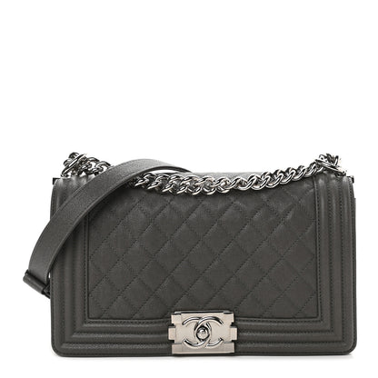 Chanel Caviar Quilted Medium Boy Flap Grey 1 of 9