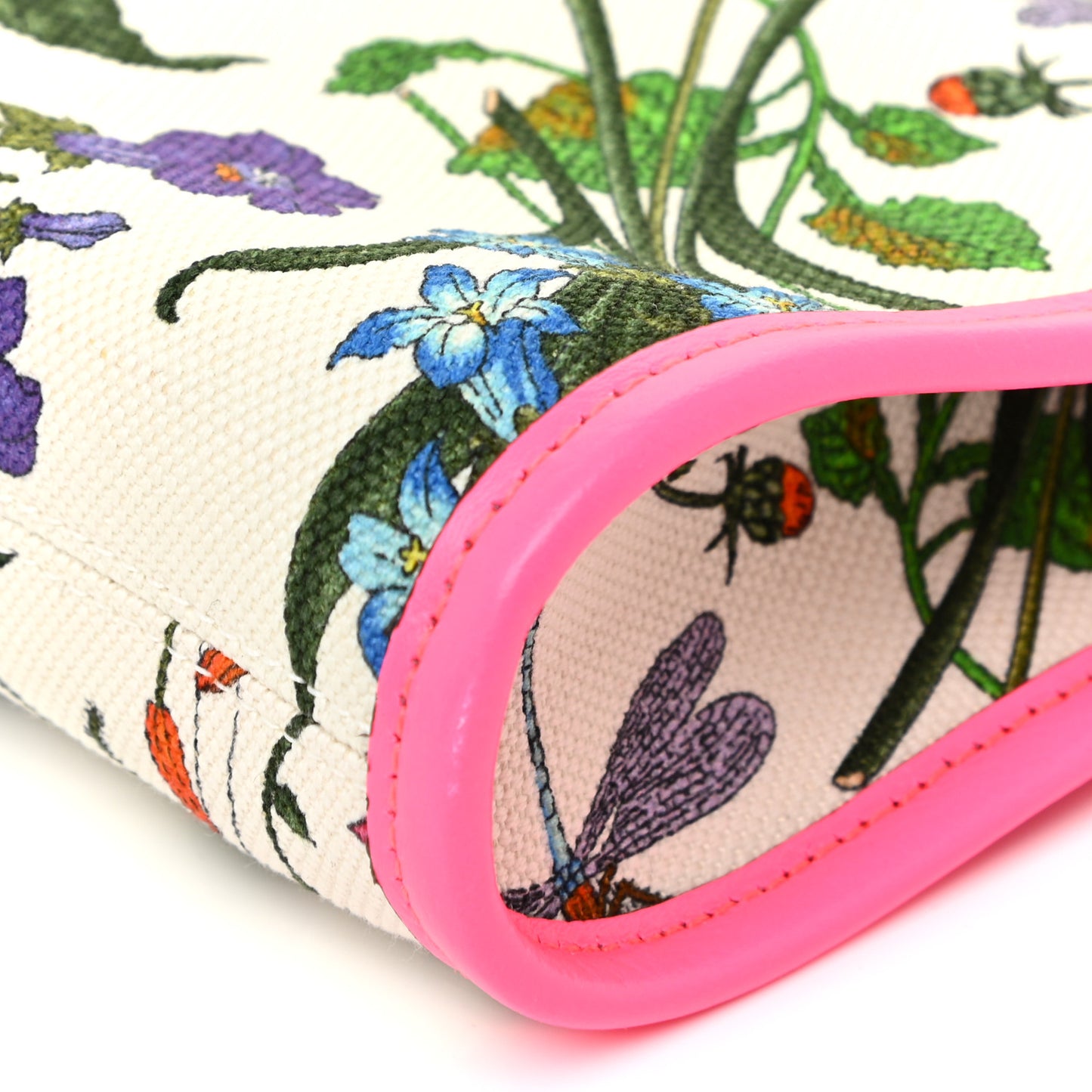 Canvas Flora Large Rajah Chain Tote White Multicolor Fuxia Fluo