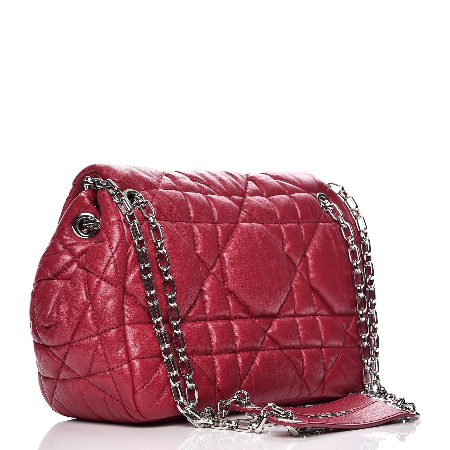 Lambskin Cannage Small Milly La Foret Shoulder Bag Rouge Carmin