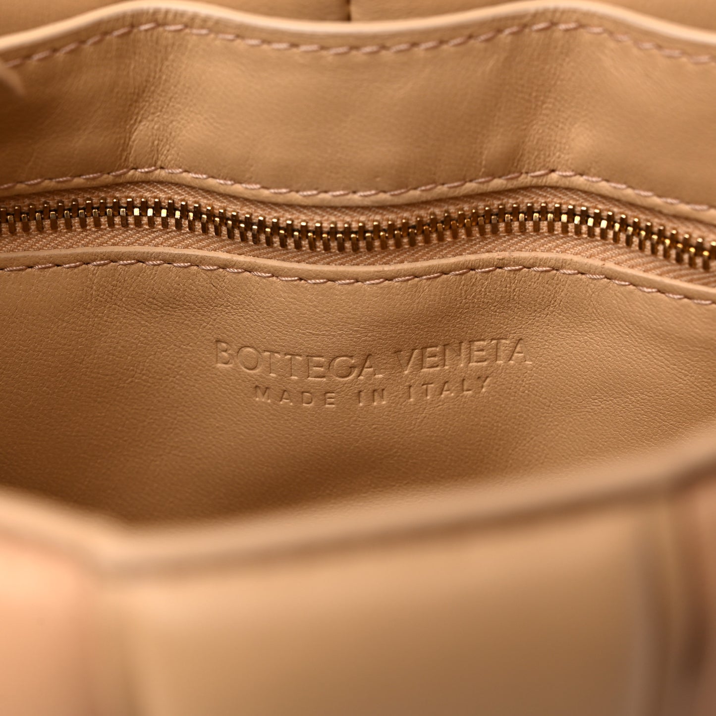 Nappa Maxi Intreccio Padded Cassette Crossbody Bag Almond