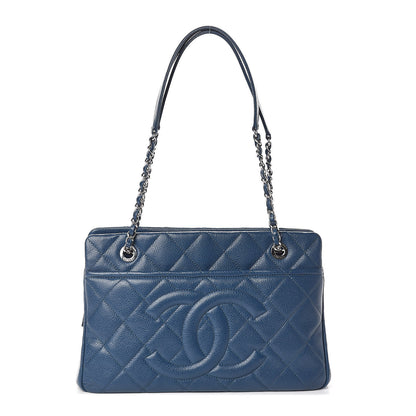 Chanel Caviar Quilted CC Timeless Soft Tote Blue 1 of 10