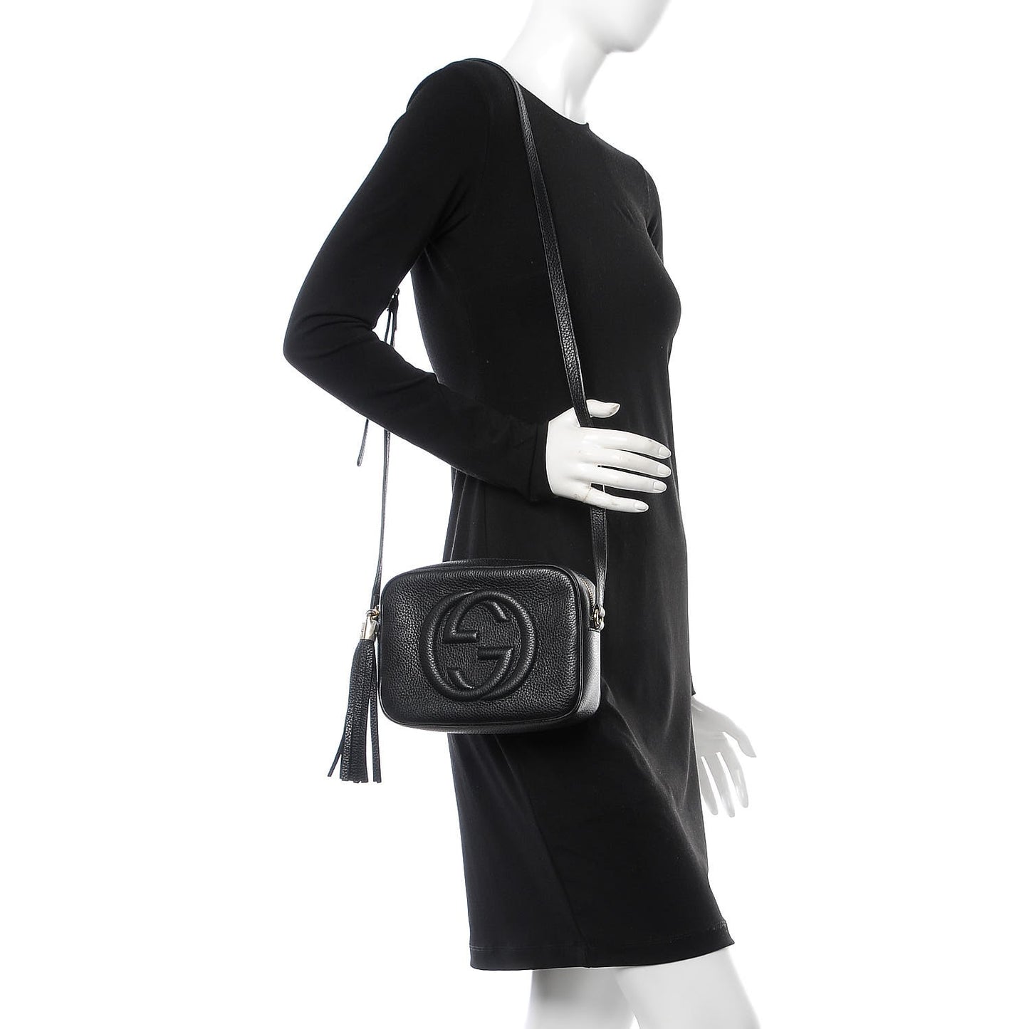 Pebbled Calfskin Small Soho Disco Bag Black
