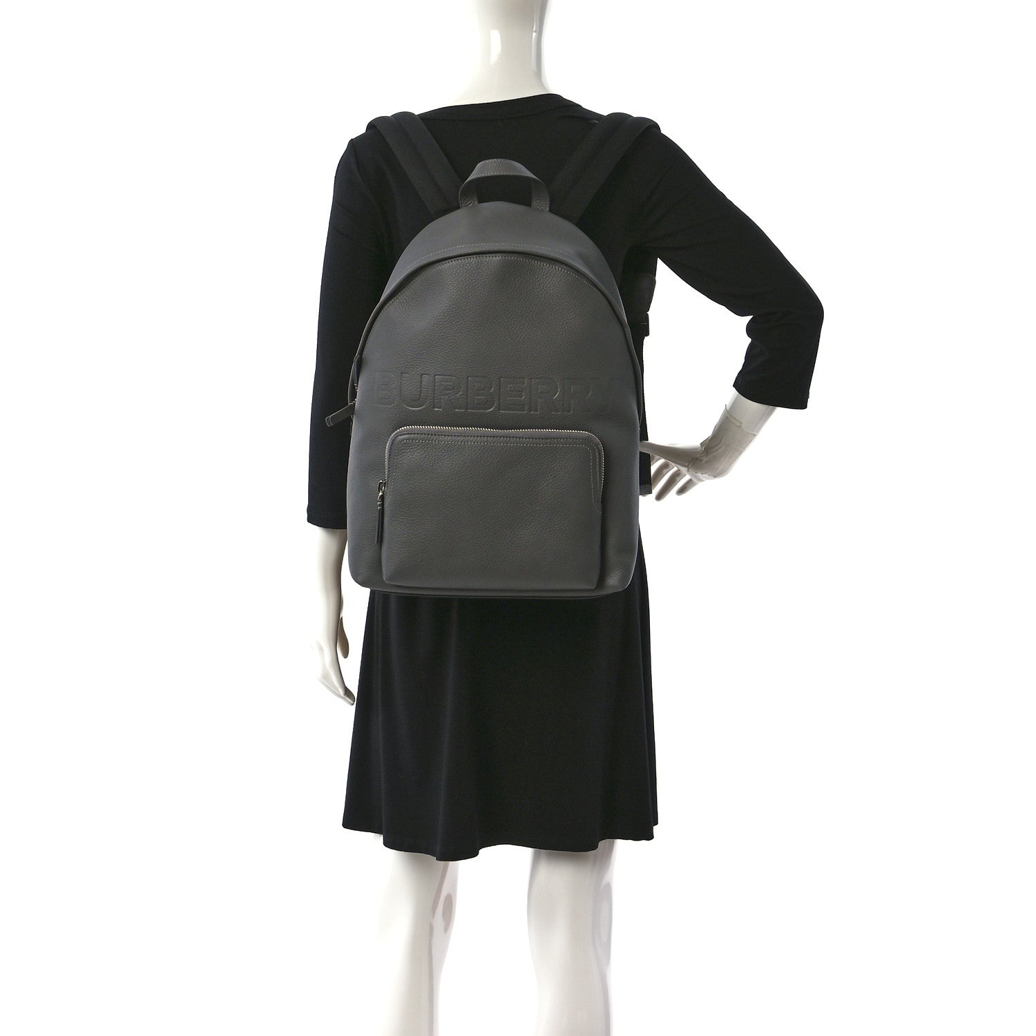 Burberry Pebbled Calfskin Abbeydale Simple Backpack Charcoal Gray 2 of 8