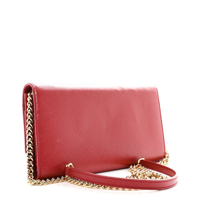 Salvatore Ferragamo Printed Calfskin Gancini Wallet On Chain Red 3 of 12