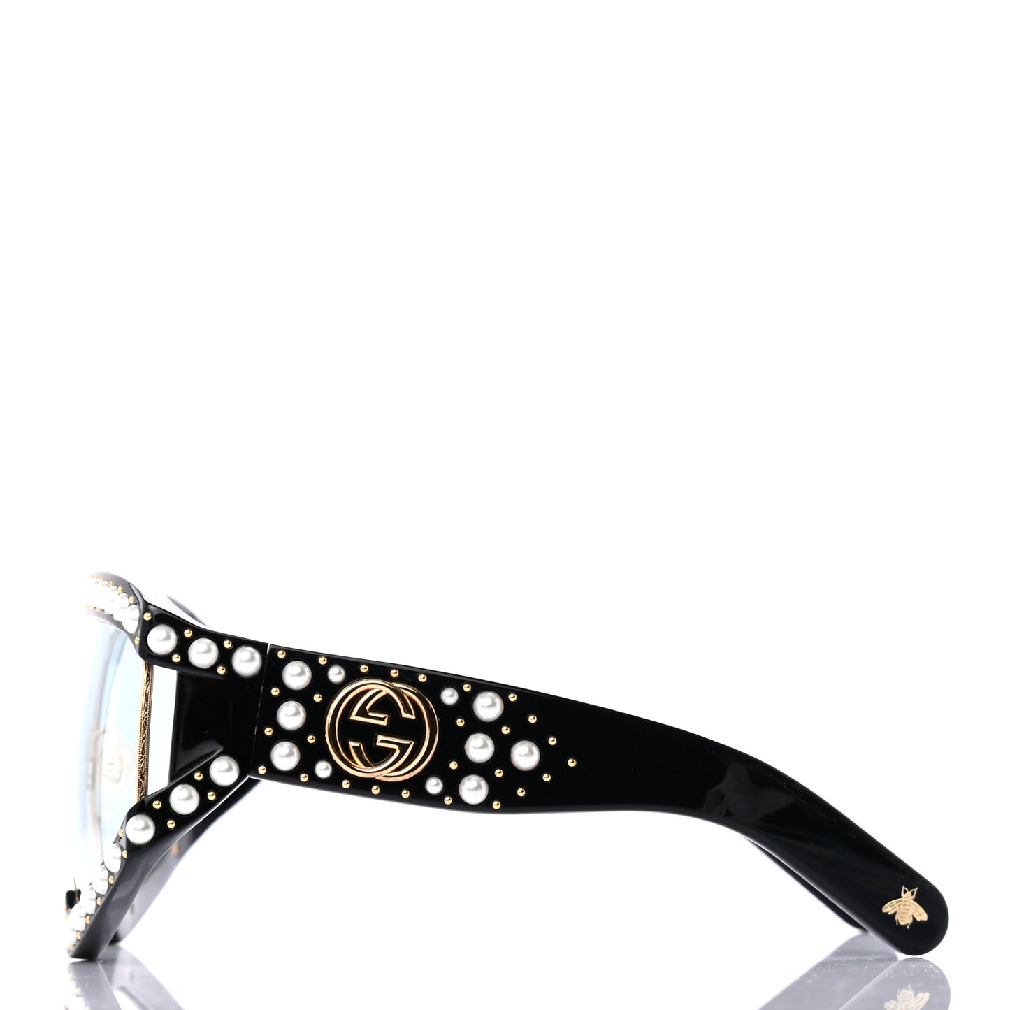 Acetate Pearl Rectangular Frame Sunglasses GG0234S Black