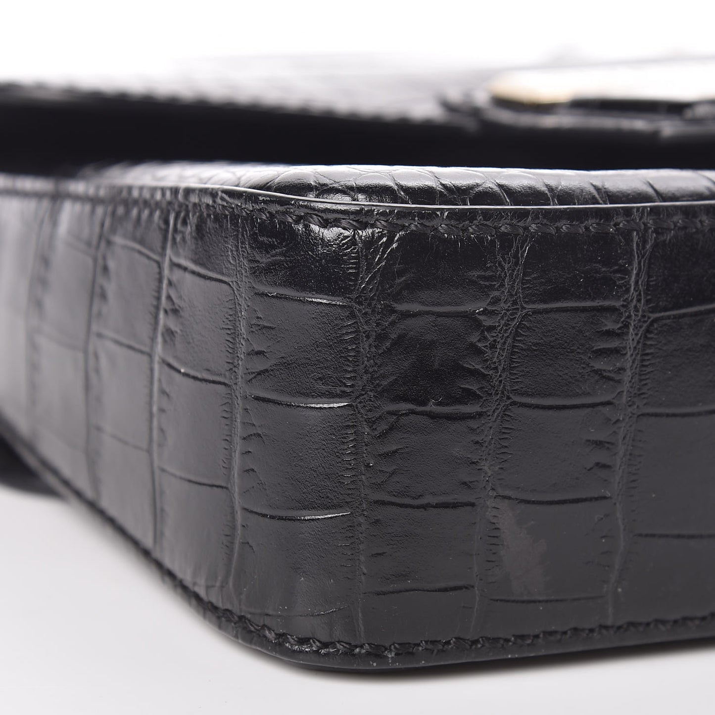 Calfskin Crocodile Embossed Mini Nobile Shoulder Bag Black