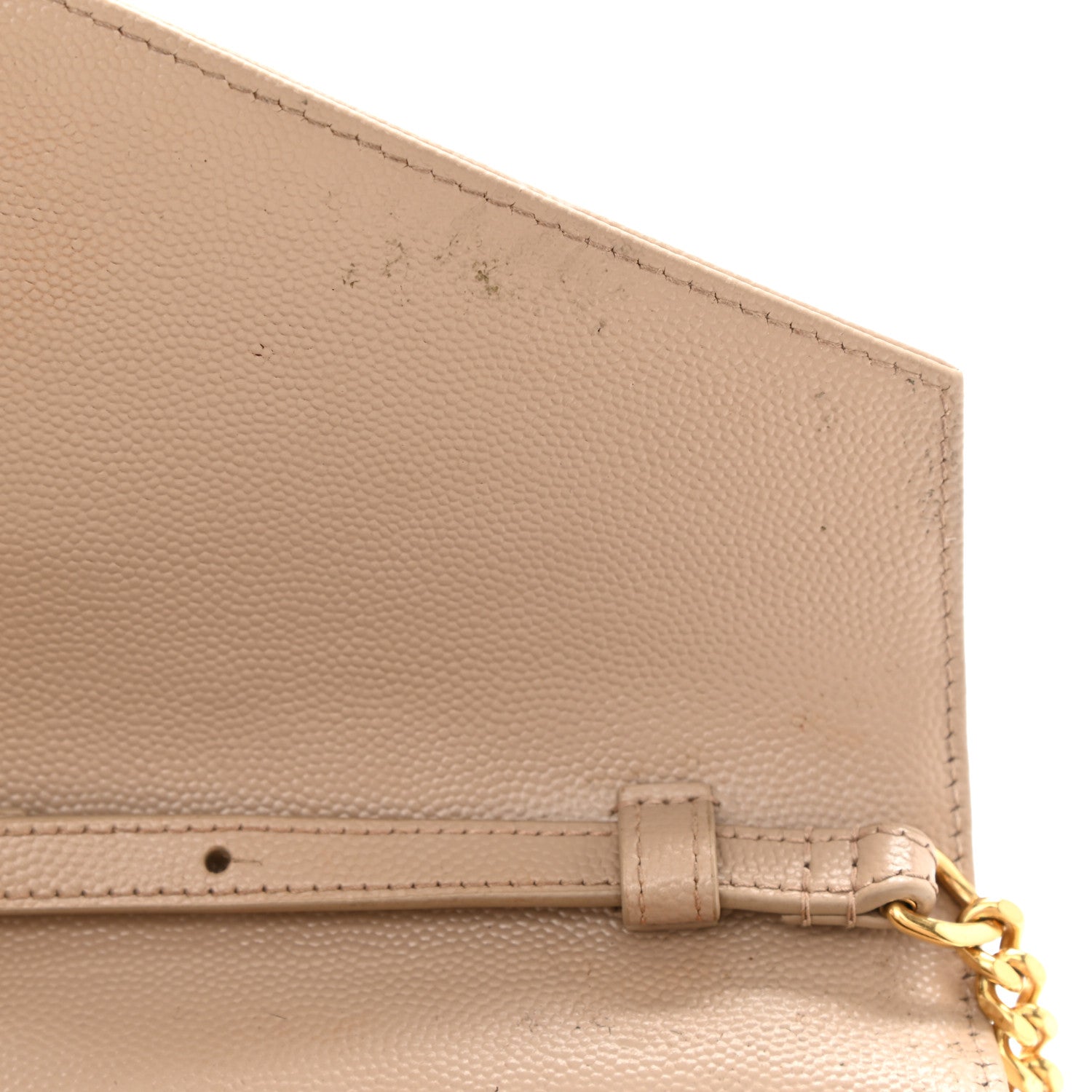 Saint Laurent Grain De Poudre Matelasse Chevron Monogram Chain Wallet Deep Beige 6 of 9