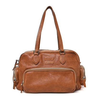 Miu Miu Nappa Pocket Top Handle Bag Caramel 1 of 9