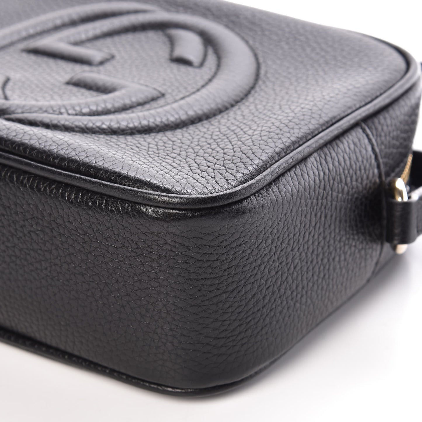 Pebbled Calfskin Small Soho Disco Bag Black