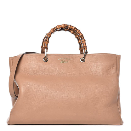 Gucci Pebbled Calfskin Large Bamboo Shopper Tote Camelia 1 of 12