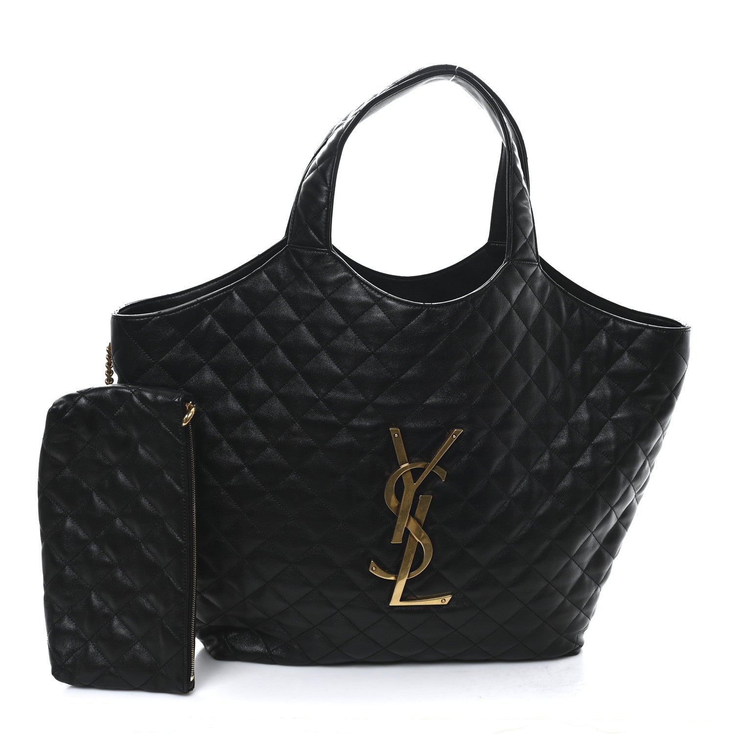 Saint Laurent Lambskin Quilted Maxi Icare Shopping Tote Black 3 of 11