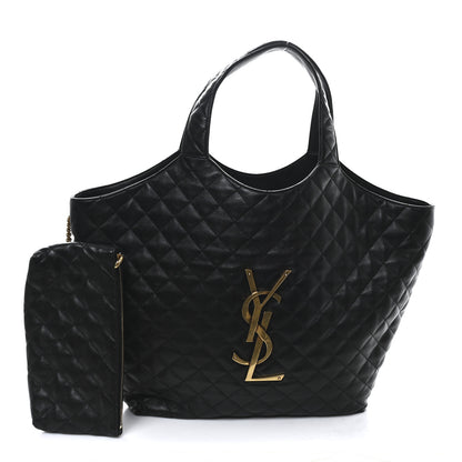 Saint Laurent Lambskin Quilted Maxi Icare Shopping Tote Black 3 of 11