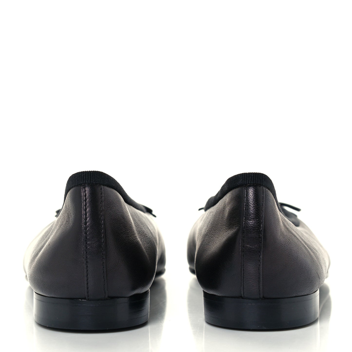 Lambskin Patent Cap Toe Ballerina Flats 40 Black