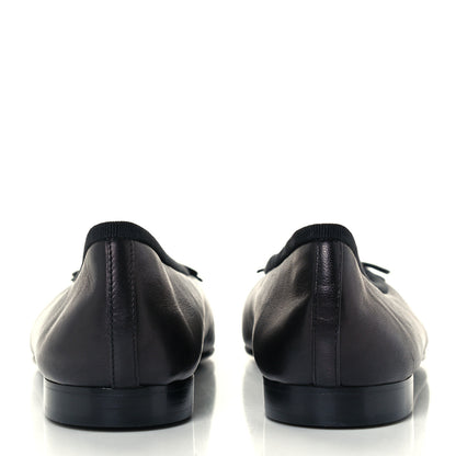 Chanel Lambskin Patent Cap Toe Ballerina Flats 40 Black 6 of 10