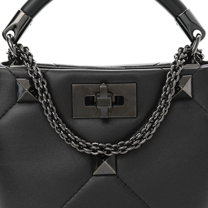 Valentino Garavani Nappa Monochrome Mini Roman Stud The Handle Bag Black 6 of 8