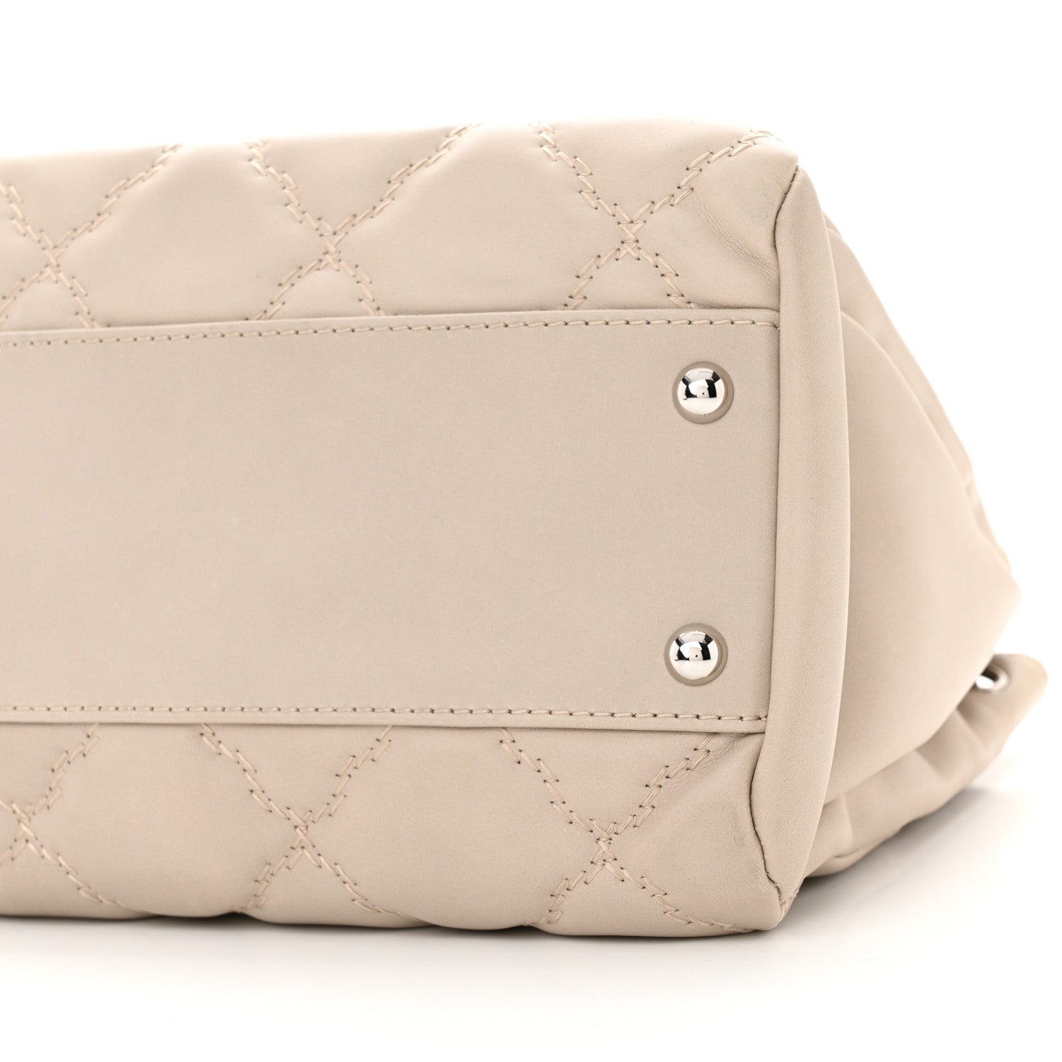 Chanel Calfskin Double Stitch Large Hamptons Flap Bag Beige 10 of 10