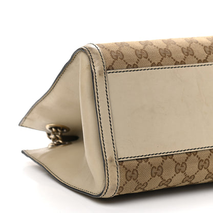 Gucci Monogram Margaux Calfskin Large Emily Chain Shoulder Bag Beige Ebony Mystic White 9 of 25