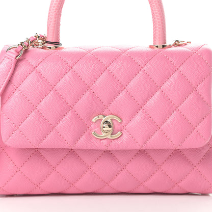 Chanel Caviar Lizard Embossed Quilted Mini Coco Handle Flap Pink 8 of 11