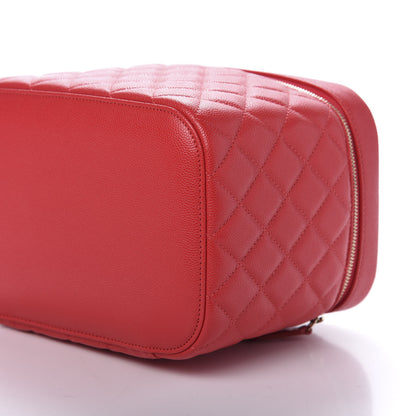 Chanel Grained Shiny Calfskin Quilted Large Vanity Pouch Red 7 of 11