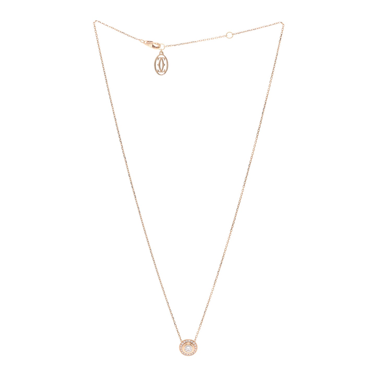 18K Pink Gold Diamond .19ct D'Amour Pave Necklace