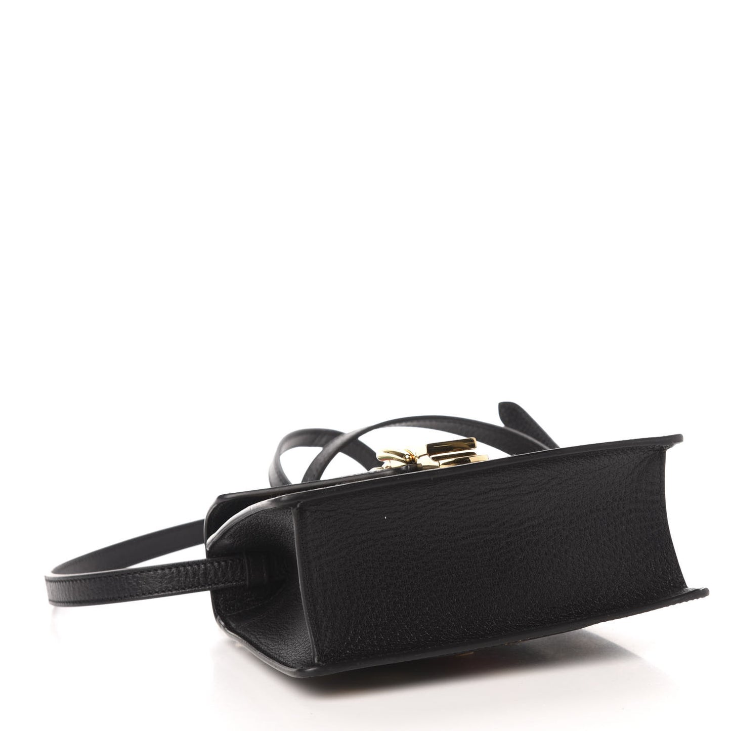 Textured Calfskin Bee Star Print Mini Sylvie Top Handle Bag Black