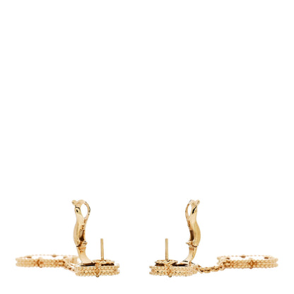 Van Cleef & Arpels 18K Yellow Gold Tiger Eye Carnelian 2 Motifs Magic Alhambra Earrings 3 of 4