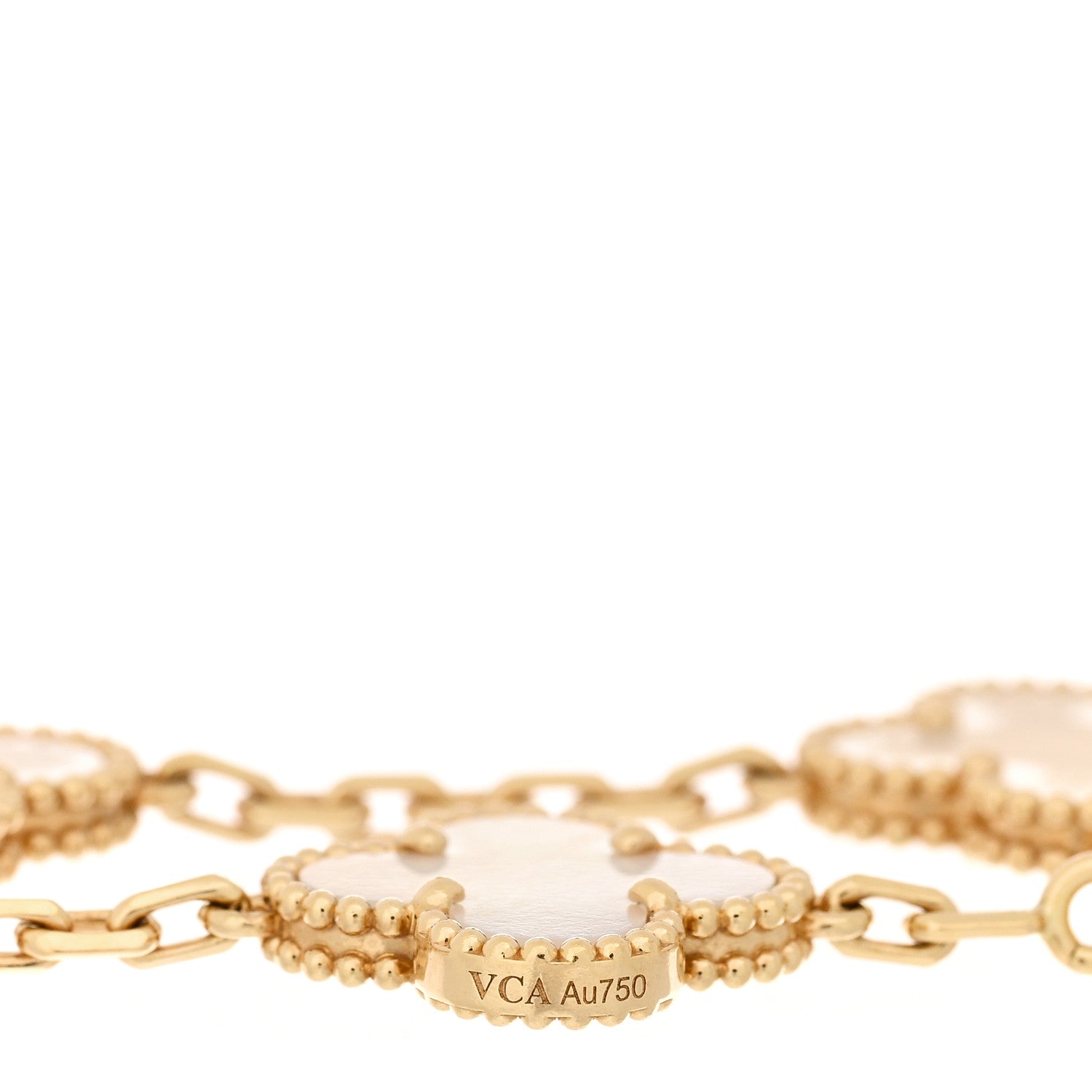 Van Cleef & Arpels 18K Yellow Gold Mother of Pearl 5 Motifs Vintage Alhambra Bracelet 3 of 3