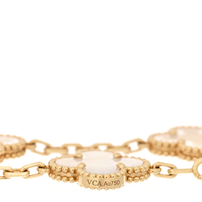 Van Cleef & Arpels 18K Yellow Gold Mother of Pearl 5 Motifs Vintage Alhambra Bracelet 3 of 3