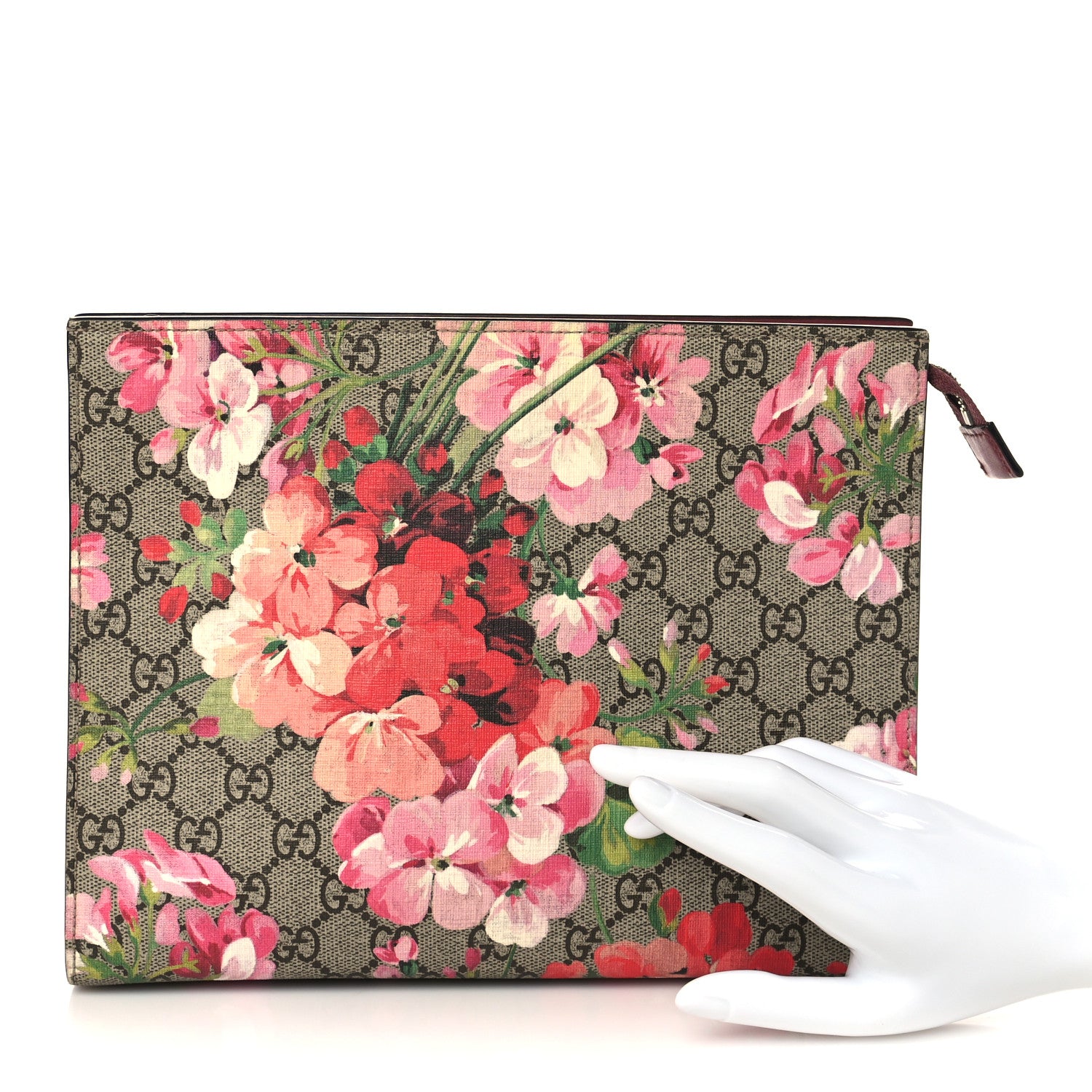 Gucci GG Supreme Monogram Blooms Large Cosmetic Case Beige Multicolor Dry Rose 2 of 8