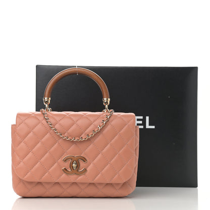 Chanel Lambskin Quilted Wood Mini Coco Handle Flap Beige 9 of 9
