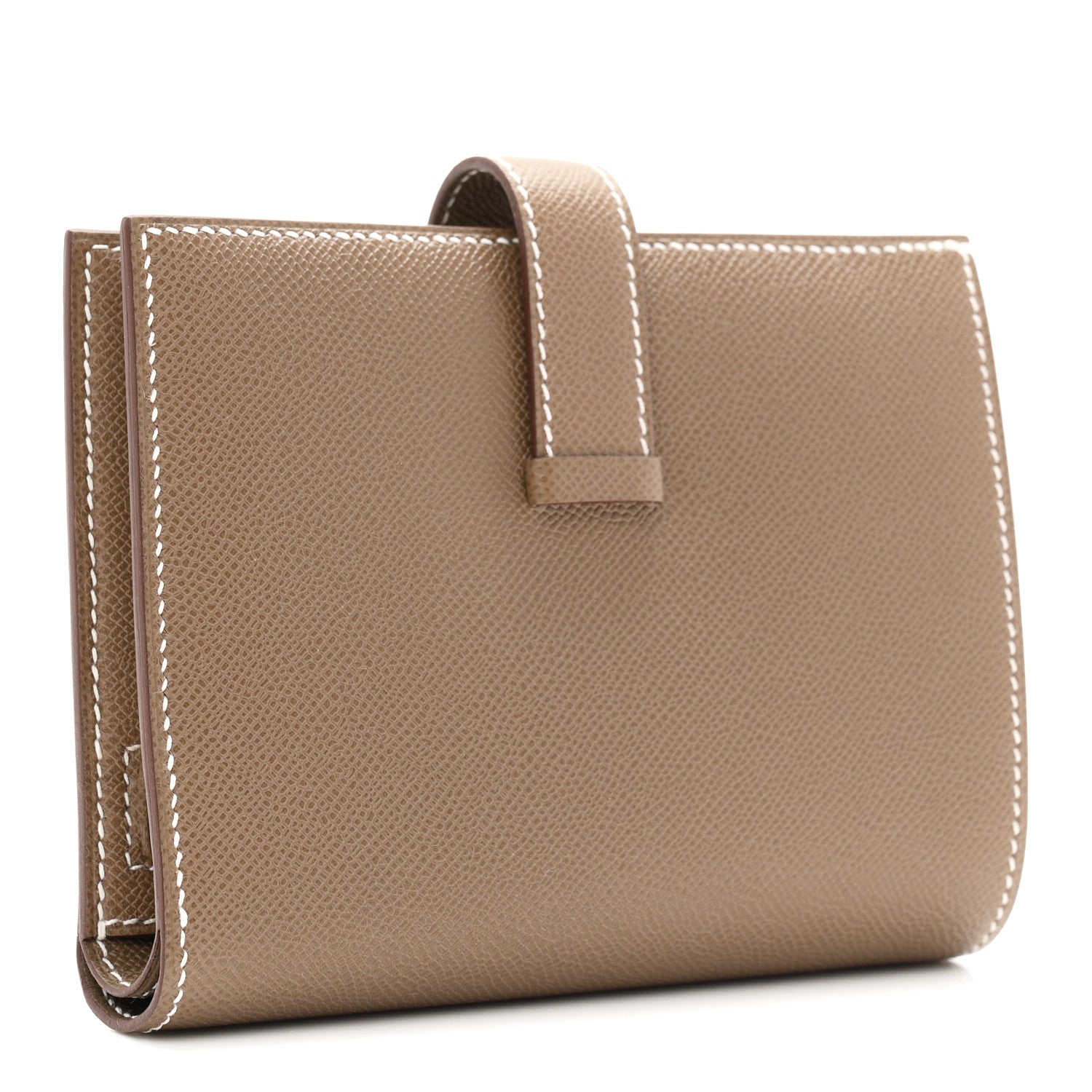 Hermes Madame Calfskin Bearn Compact Wallet Etoupe 2 of 7