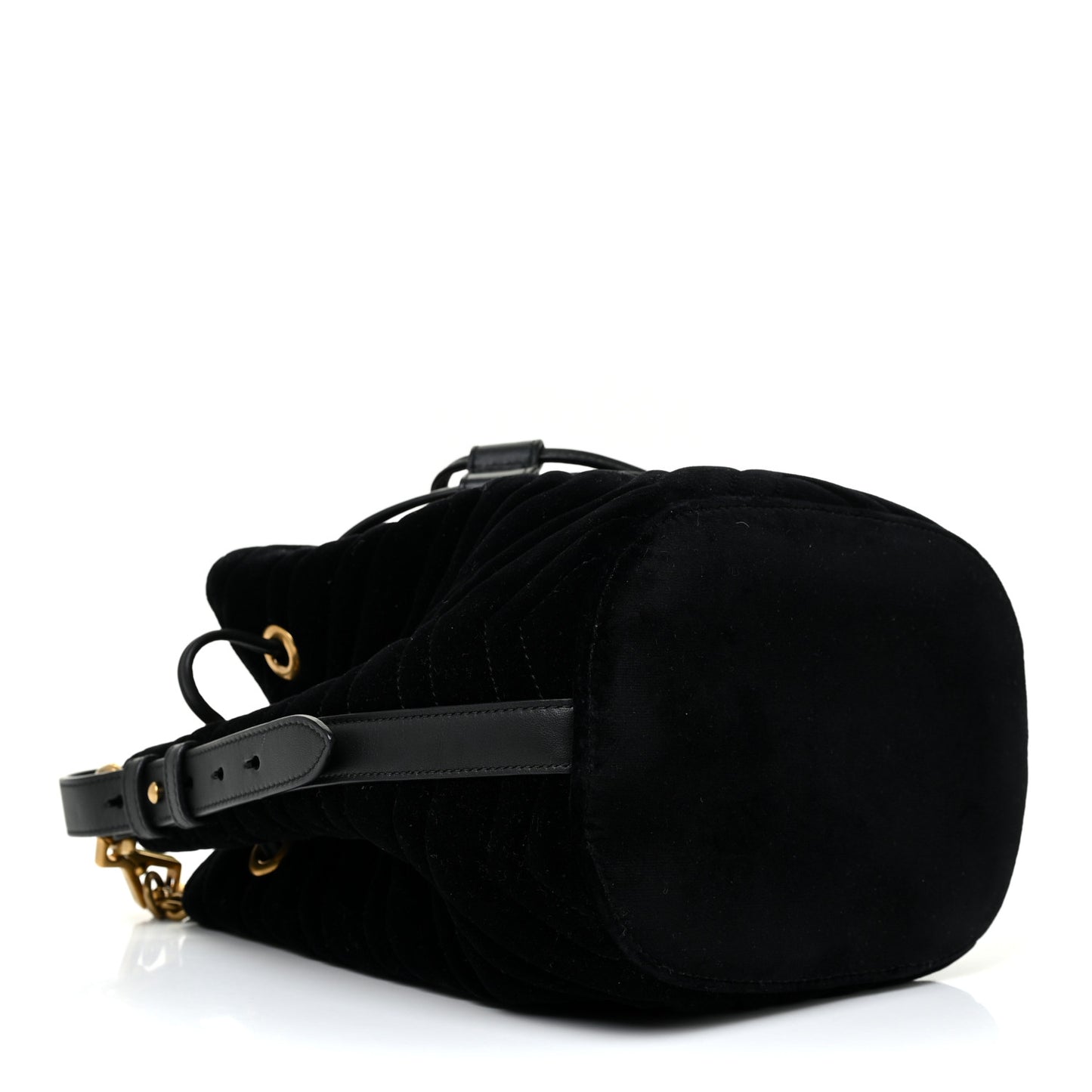 Velvet Matelasse GG Marmont Bucket Bag Black