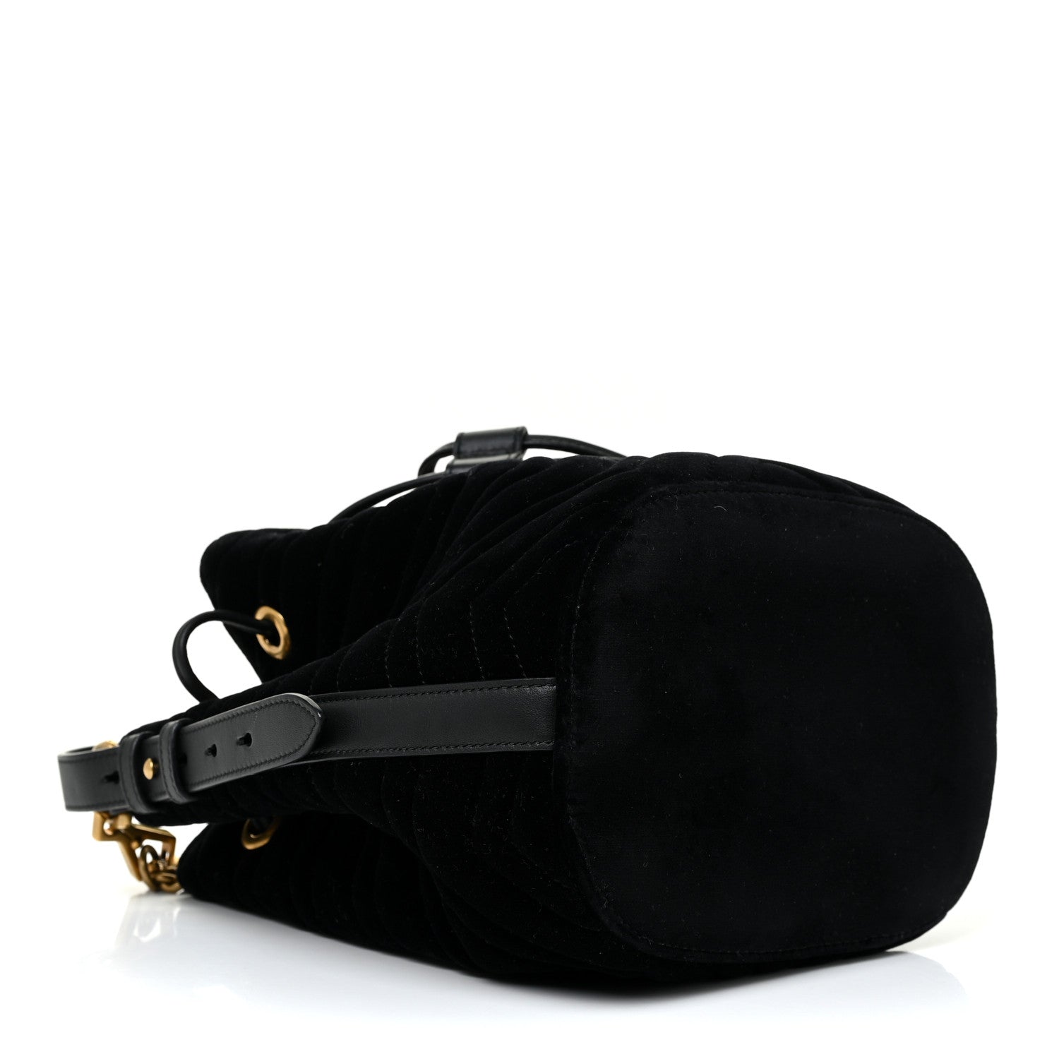 Gucci Velvet Matelasse GG Marmont Bucket Bag Black 4 of 12