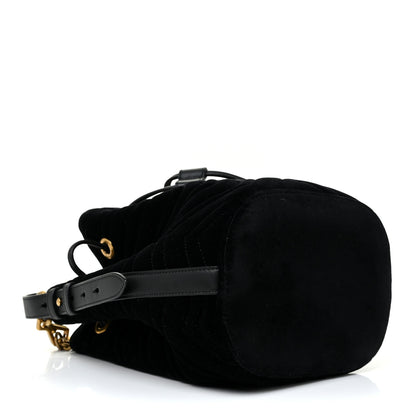 Gucci Velvet Matelasse GG Marmont Bucket Bag Black 4 of 12