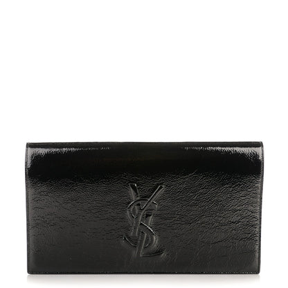 Saint Laurent Textured Patent Monogram Large Belle De Jour Clutch Black 1 of 14