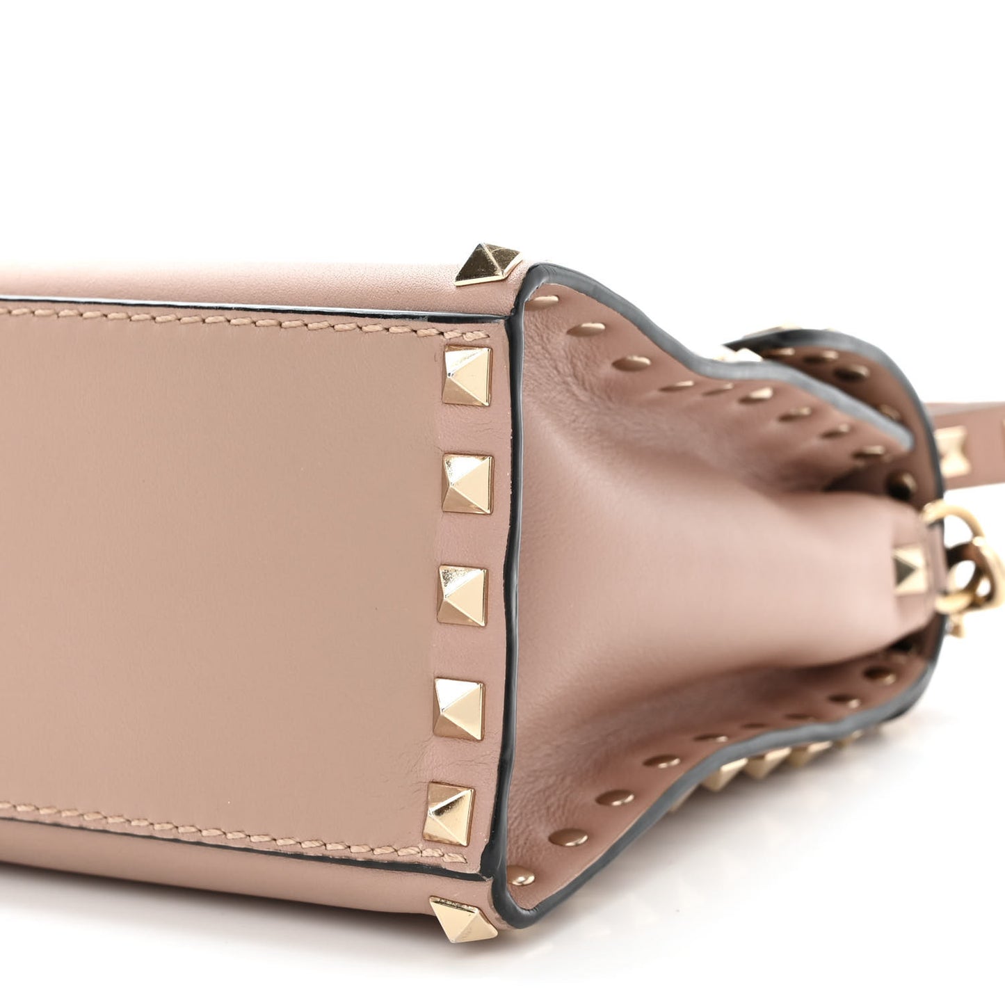 Vitello Small Rockstud Single Handle Flap Bag Poudre