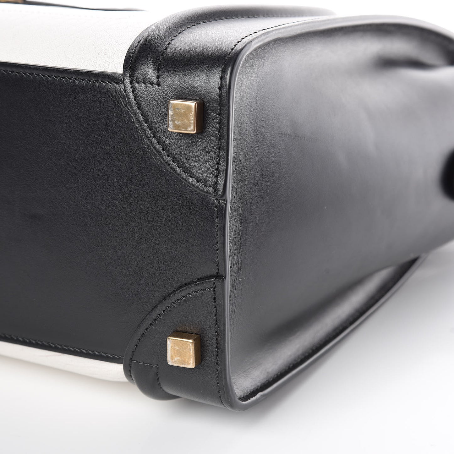 Shrunken Lambskin Micro Bi-Color Luggage Black White