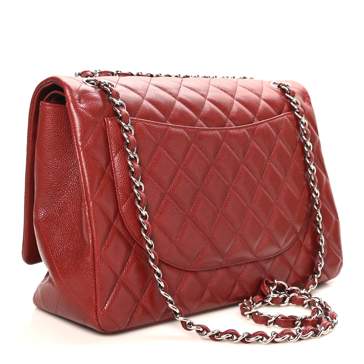 Chanel Caviar Quilted Maxi Double Flap Dark Red 3 of 10