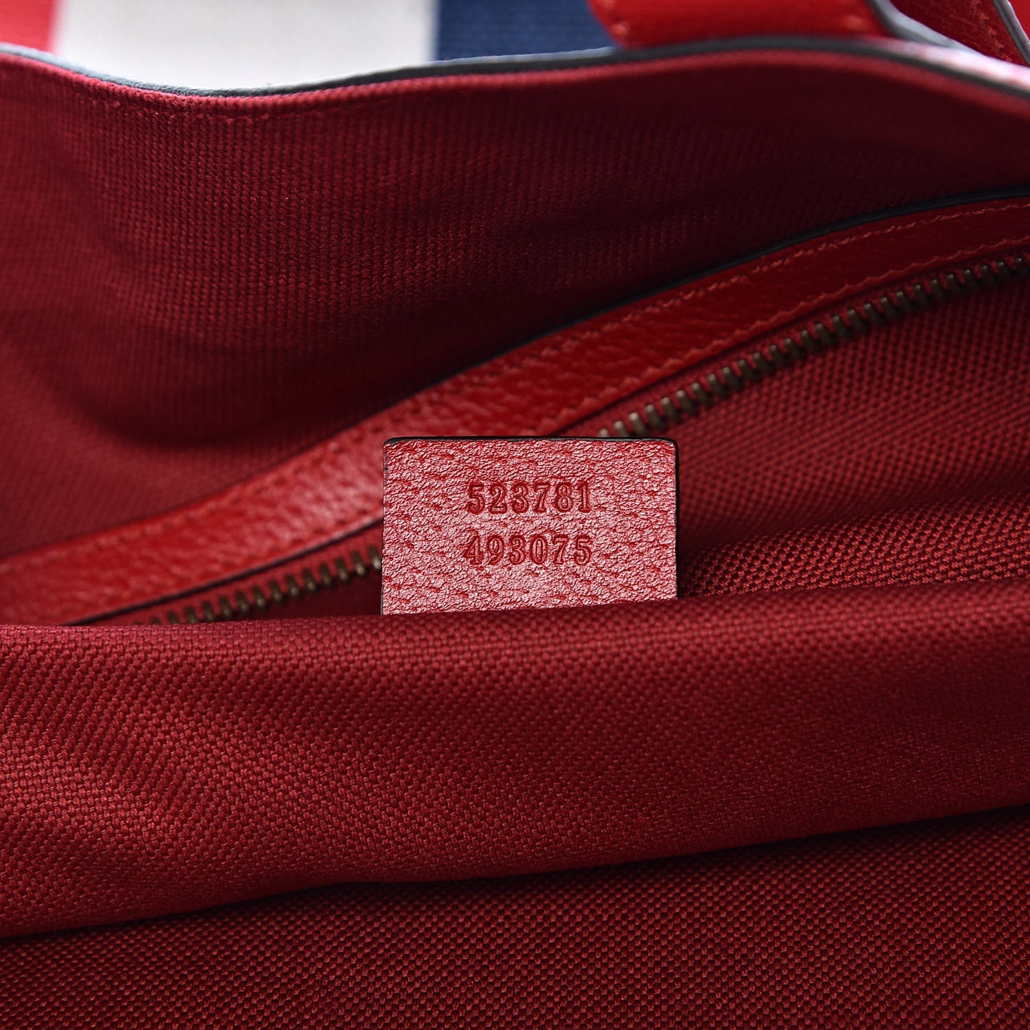 Canvas Calfskin Sylvie Stripe Logo Mens Tote Red White Blue