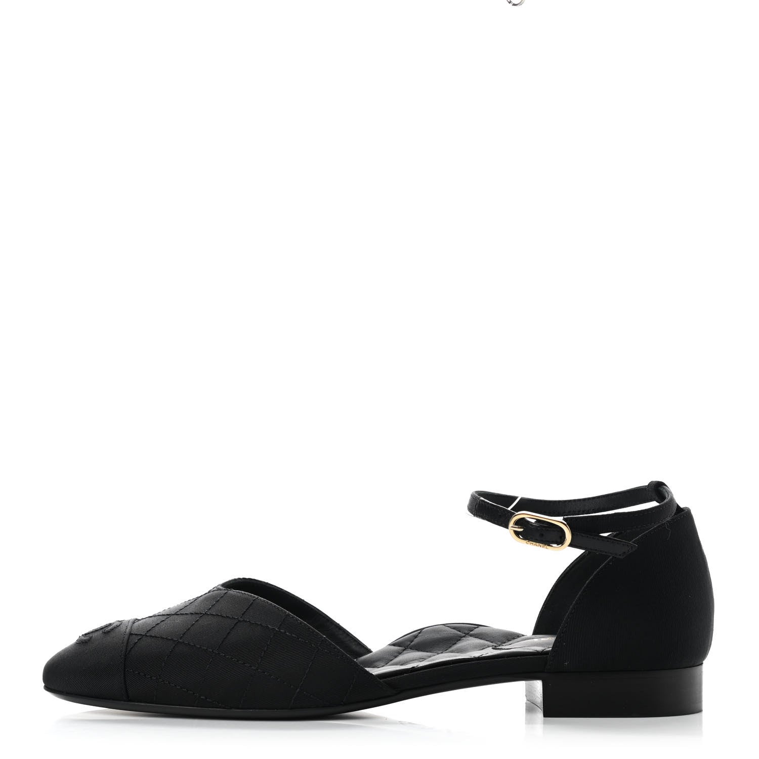 Chanel Grosgrain Cap Toe CC Ankle Strap Sandals 40 Black 1 of 8
