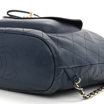 Chanel Sheepskin Caviar Quilted Daily Round Backpack Blue 10 of 10