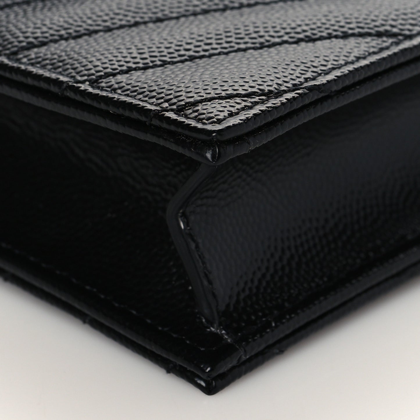 Grain De Poudre Matelasse Chevron Monogram Envelope Chain Wallet Black