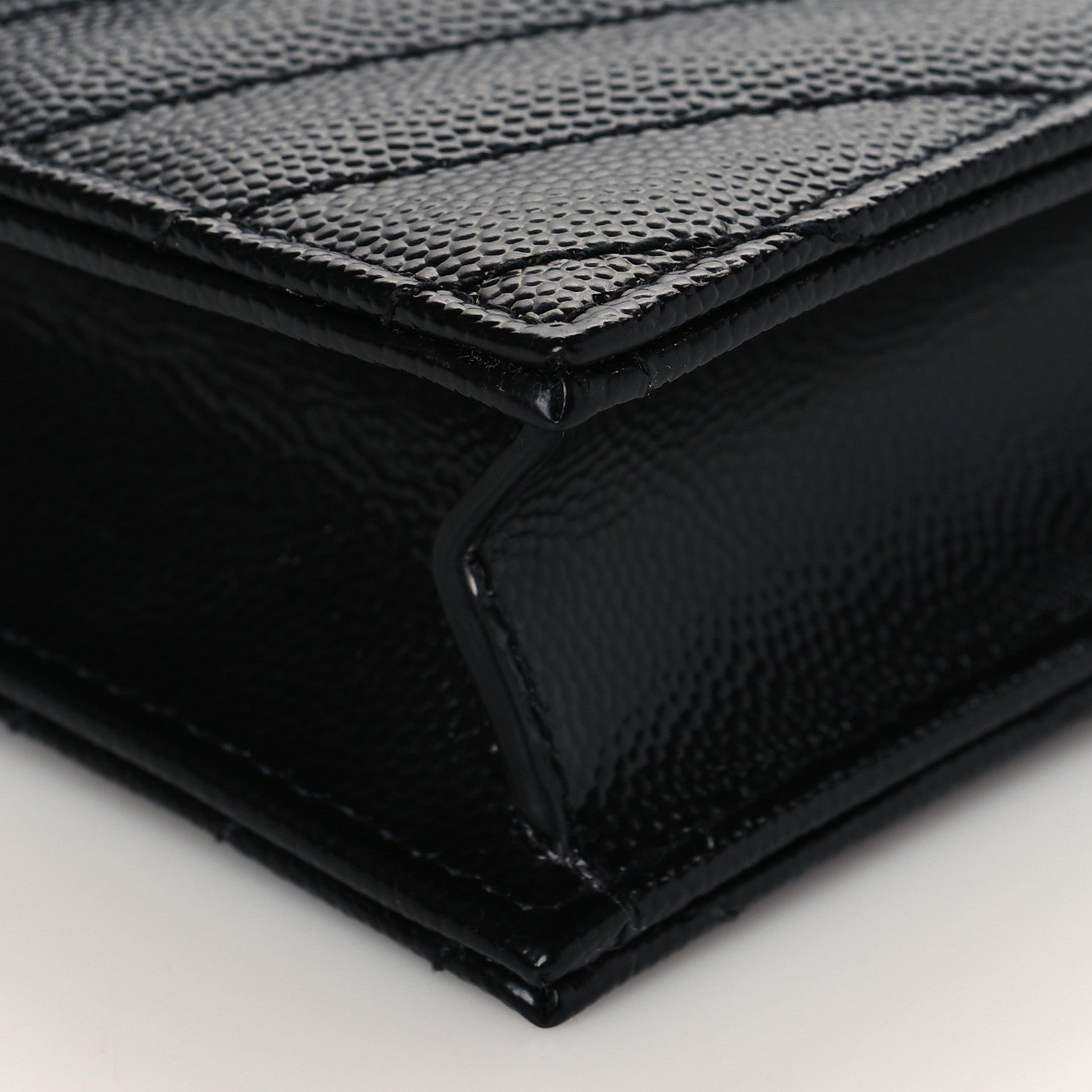 Saint Laurent Grain De Poudre Matelasse Chevron Monogram Envelope Chain Wallet Black 7 of 8