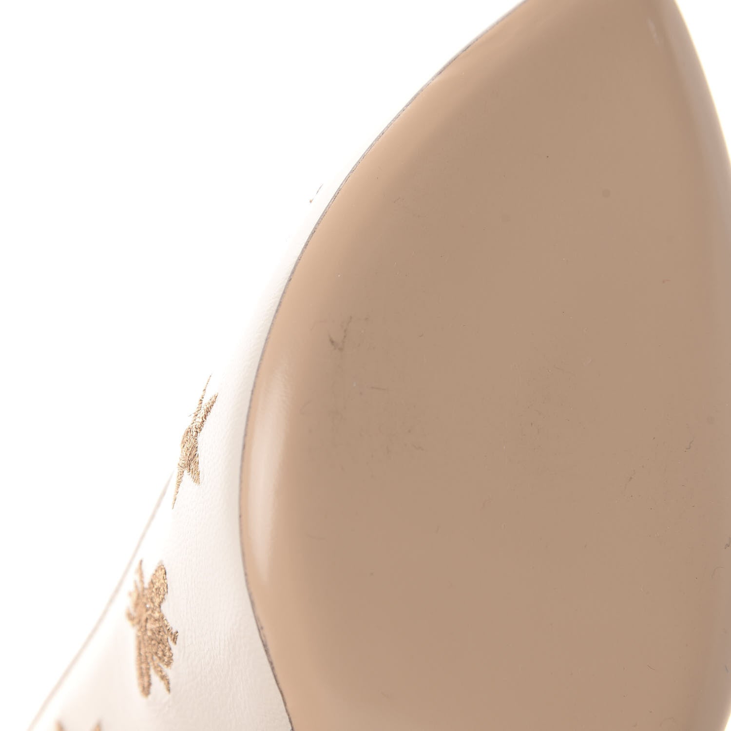 Gucci Malaga Kid Web Bee Star Embroidered Sylvie High Heel Slingback Pumps 36.5 White 13 of 14